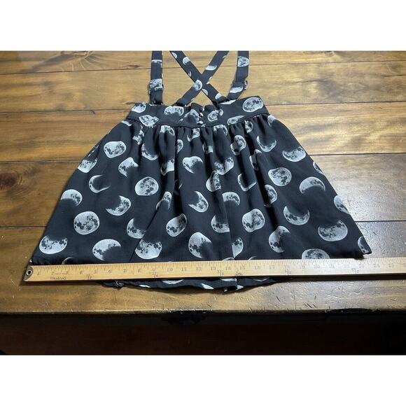 Hot Topic Moon Phase Suspender Skirt Button Front Black Gray Size Small SM - Picture 6 of 13